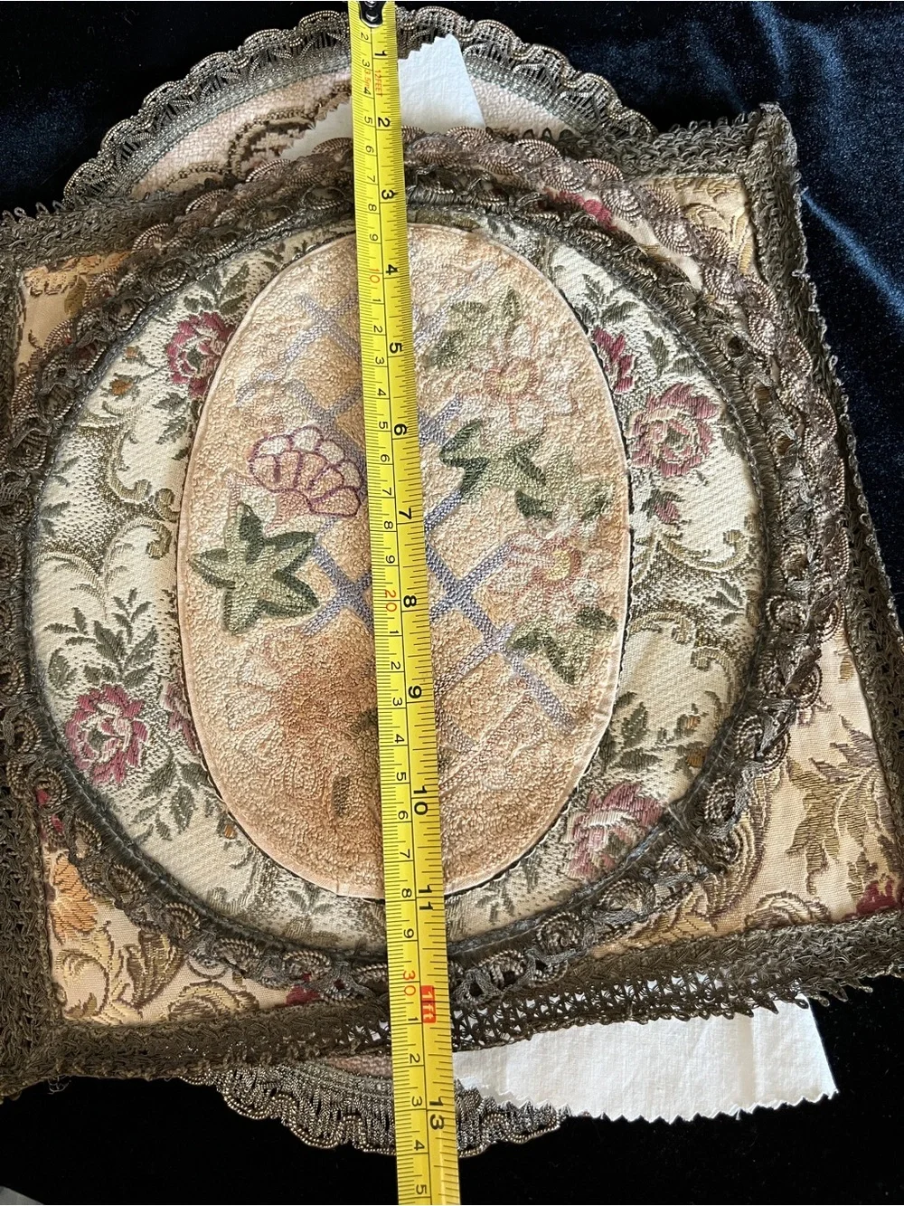 Lot of 5 Vintage 50s European Tapestry Dresser Table Doilies Rugs Velvet Back